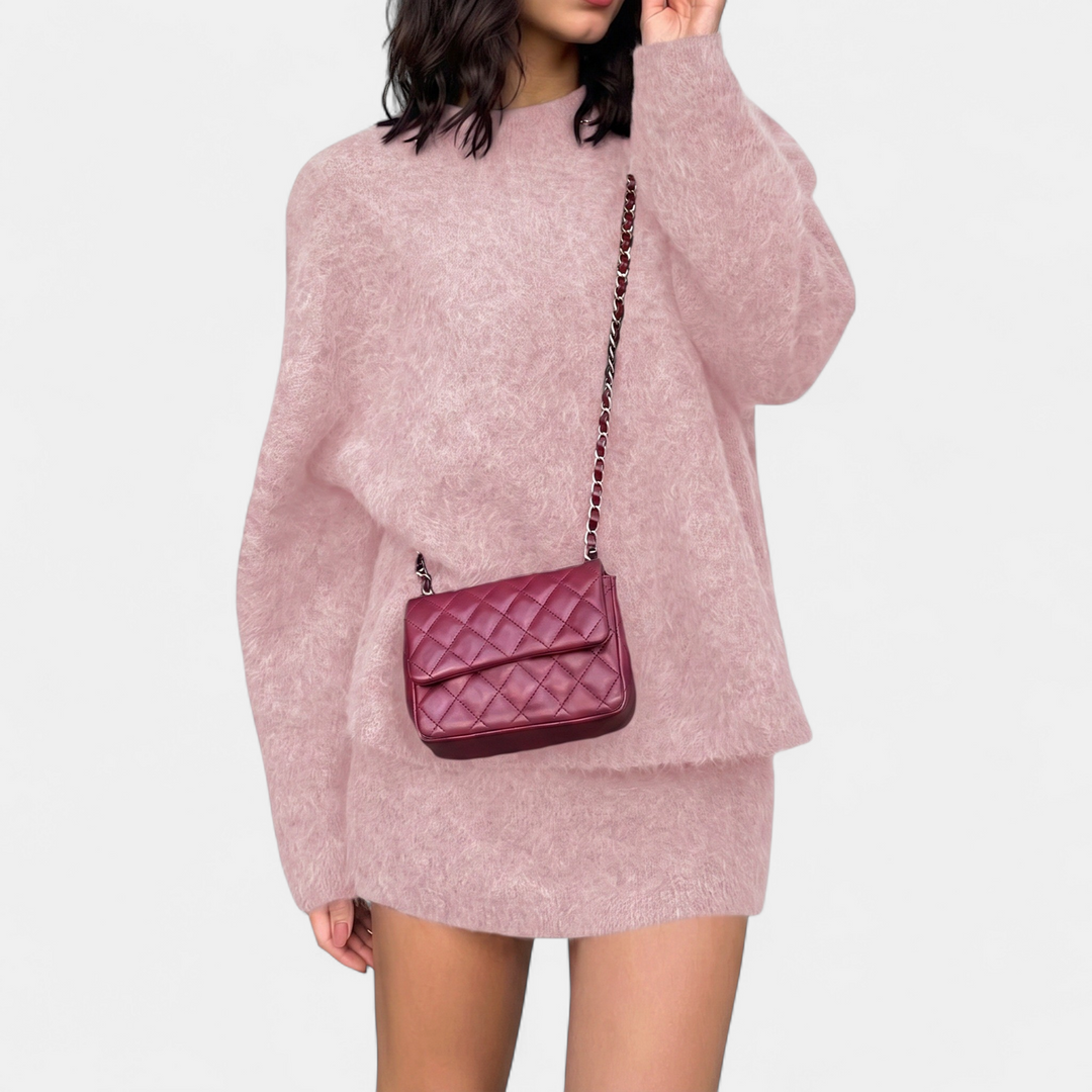 Women's Quilted Crossbody Bag, Compact Structured Chain Strap