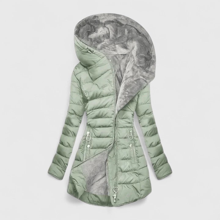 Women's Quilted Puffer Jacket, Faux Fur Hood Padded Winter