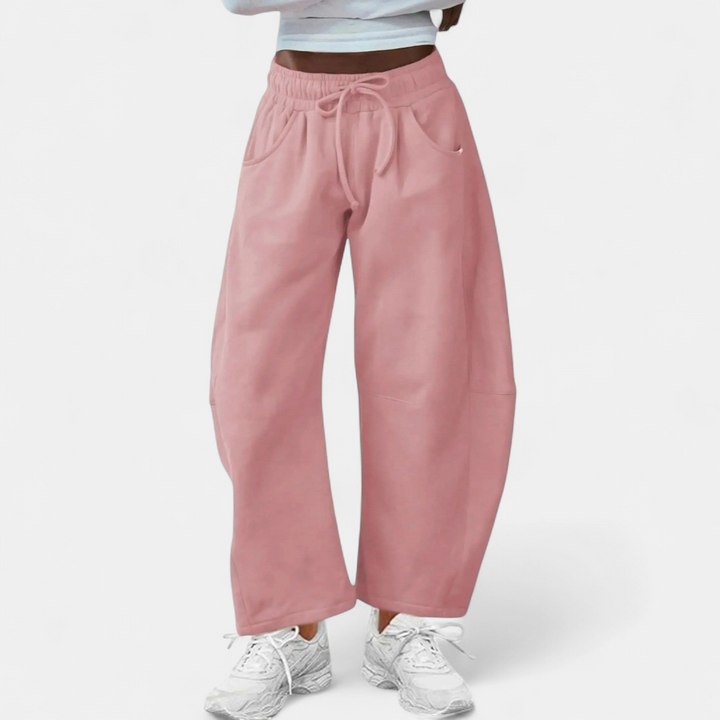 Women's Wide Leg Joggers, Drawstring Heathered Side Pocket
