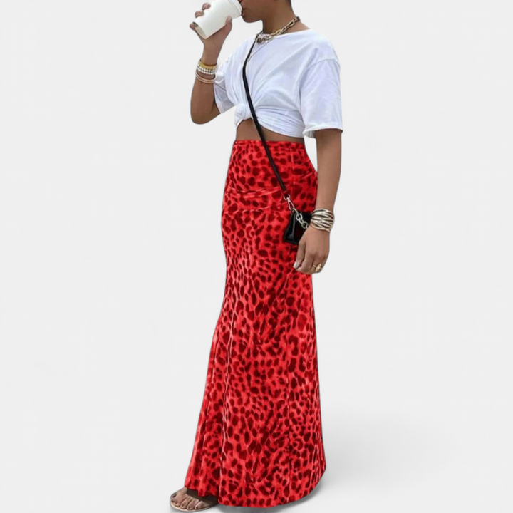 Women's High Waist Animal Print Maxi Skirt, Bodycon