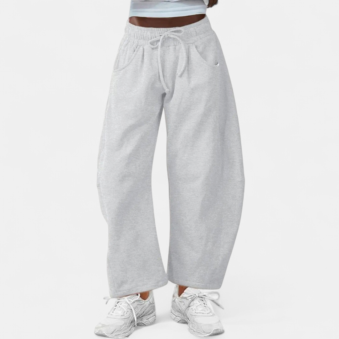 Women's Wide Leg Joggers, Drawstring Heathered Side Pocket