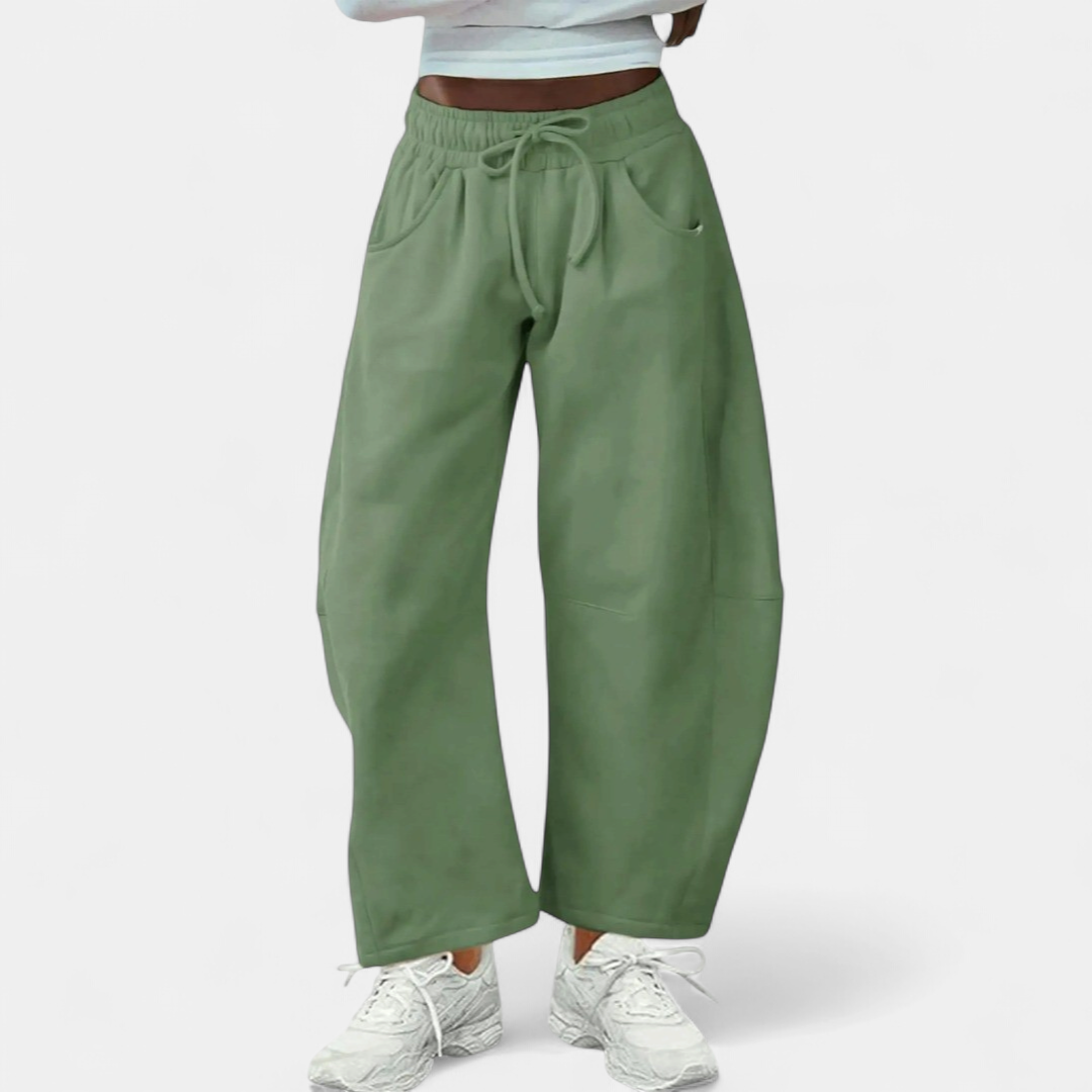 Women's Wide Leg Joggers, Drawstring Heathered Side Pocket