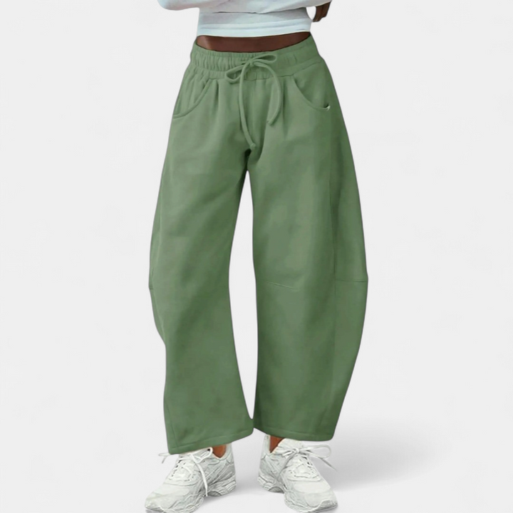 Women's Wide Leg Joggers, Drawstring Heathered Side Pocket