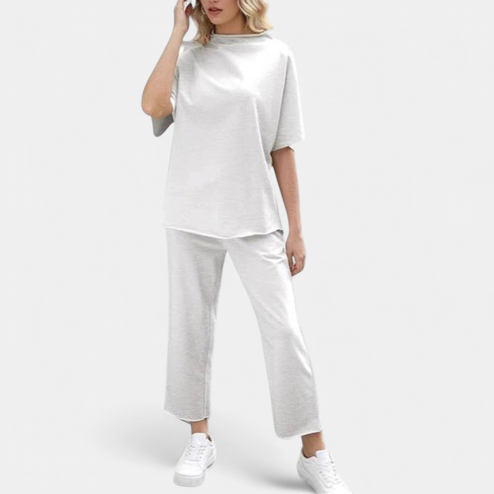 Women's Wide Leg Two Piece Loungewear Set, Draped Oversized