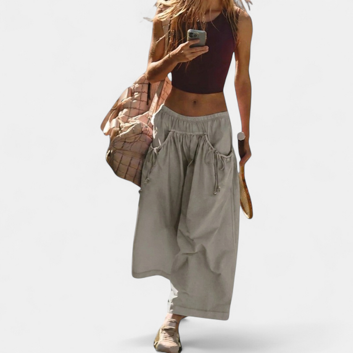 Women's Maxi Skirt, Elastic Waistband Drawstring Waist