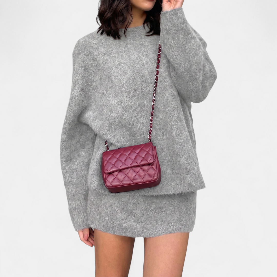 Women's Quilted Crossbody Bag, Compact Structured Chain Strap