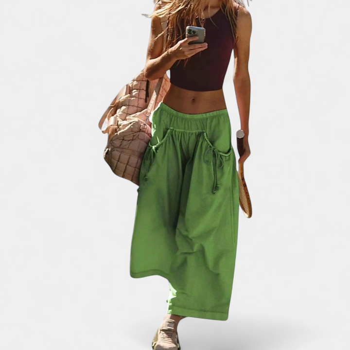 Women's Maxi Skirt, Elastic Waistband Drawstring Waist