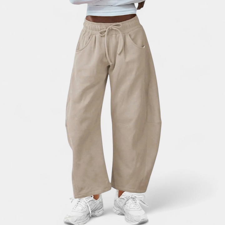 Women's Wide Leg Joggers, Drawstring Heathered Side Pocket