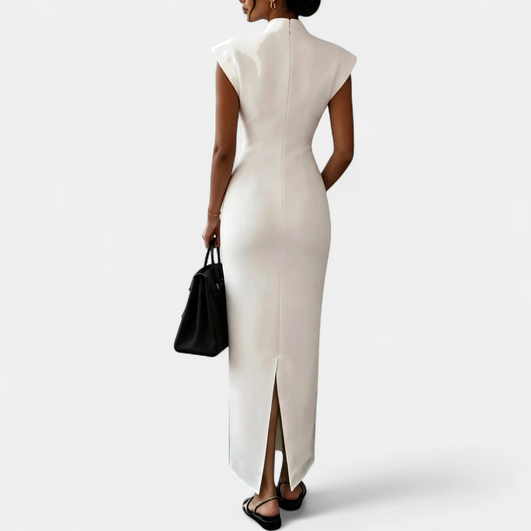Women's Fitted Bodycon Mini Dress, Sleeveless Stand Collar