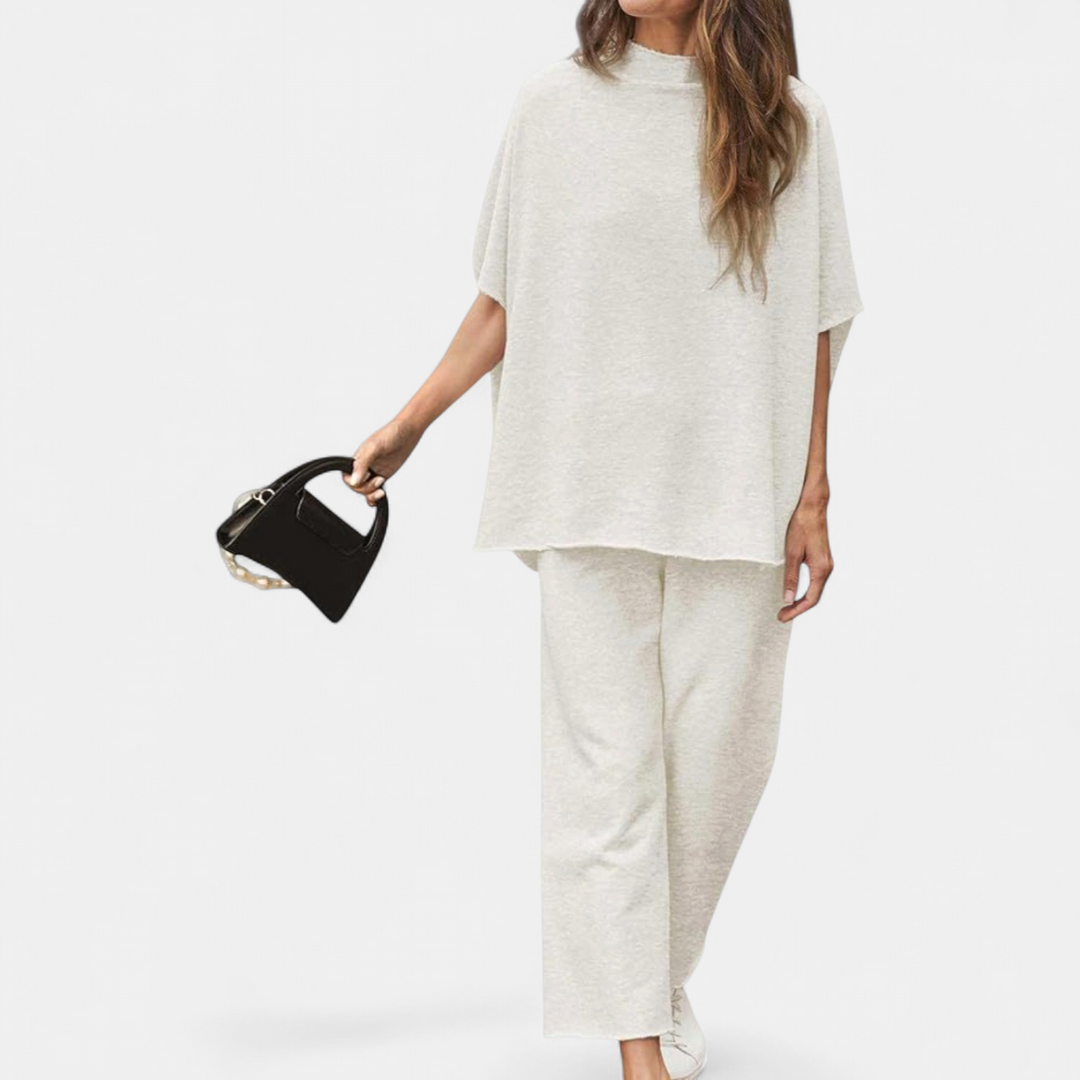 Women's Wide Leg Two Piece Loungewear Set, Draped Oversized
