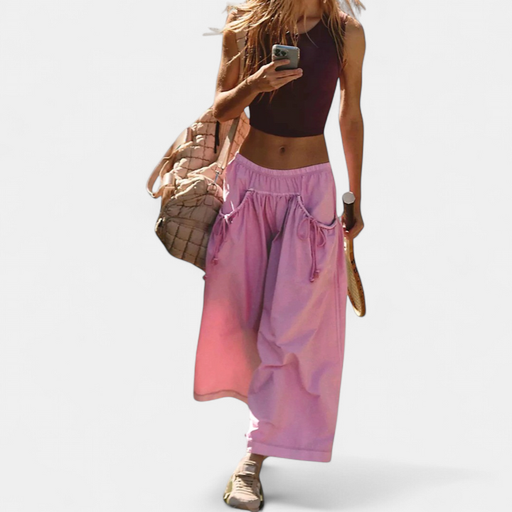 Women's Maxi Skirt, Elastic Waistband Drawstring Waist