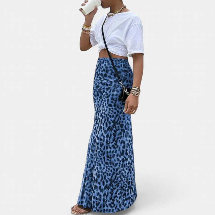 Women's High Waist Animal Print Maxi Skirt, Bodycon