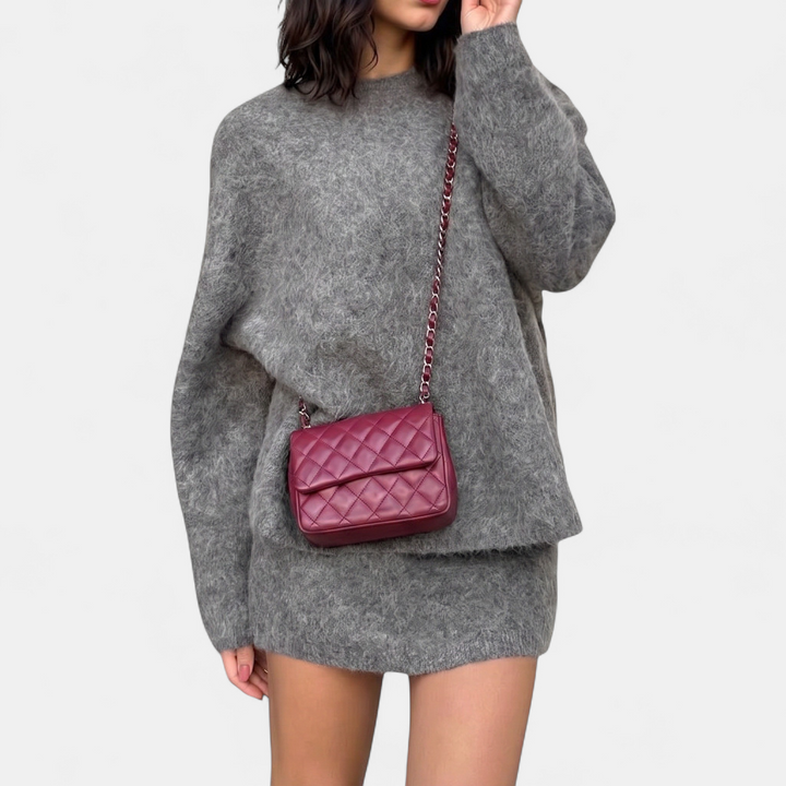Women's Quilted Crossbody Bag, Compact Structured Chain Strap