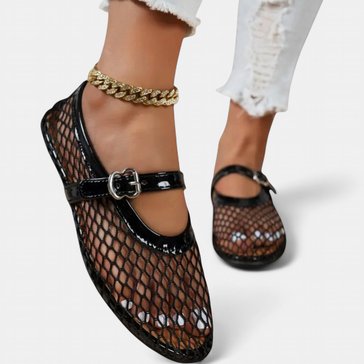 Women's Ballet Flat Mary Jane Shoes, Round Toe Patent Buckle