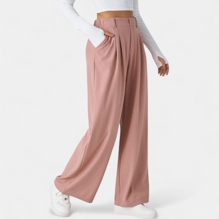 Women's Pleated High Waist Wide Leg Trousers, Side Pocket
