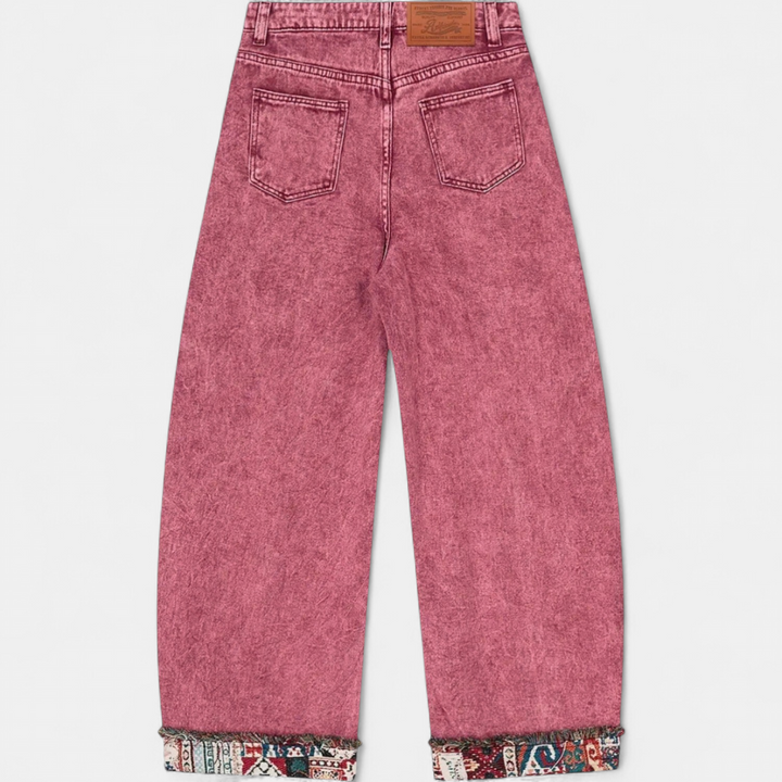 Women's Wide Leg High Waist Baggy Jeans, Denim Patchwork