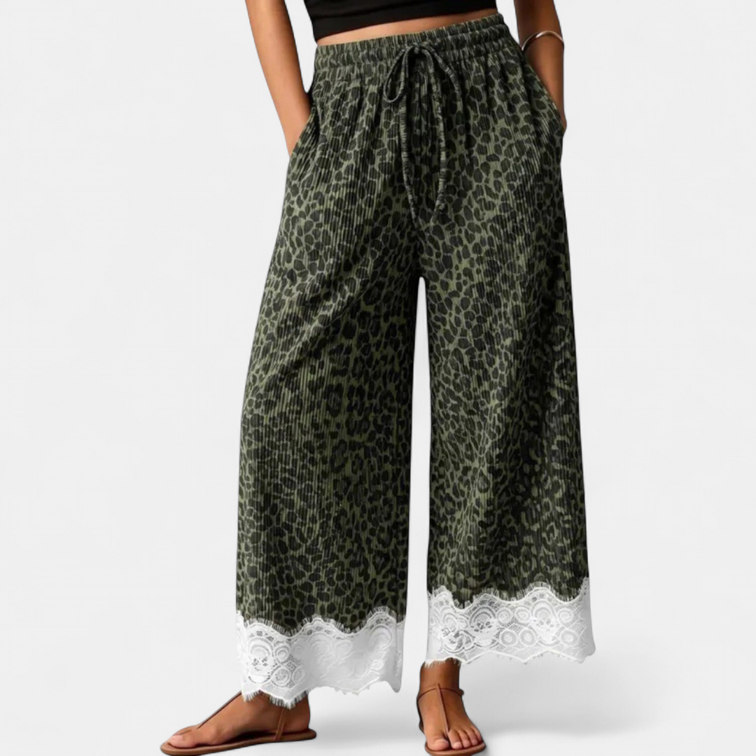 Women's Lace High Waist Wide Leg Trousers, Relaxed