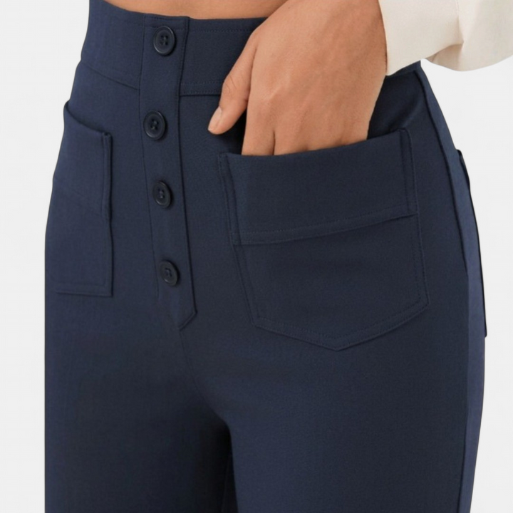 Women's High Waist Wide Leg Trousers, Patch Pocket