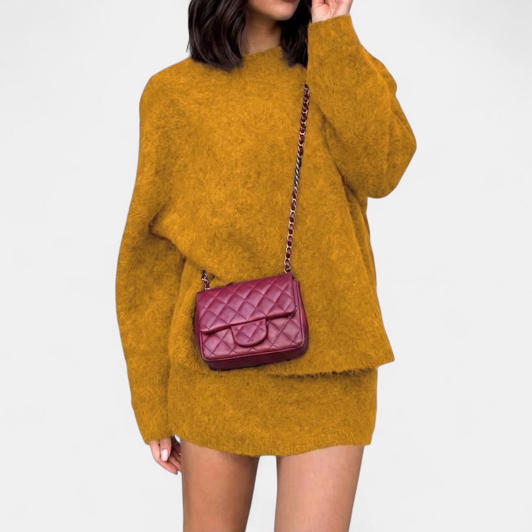 Women's Quilted Crossbody Bag, Compact Structured Chain Strap