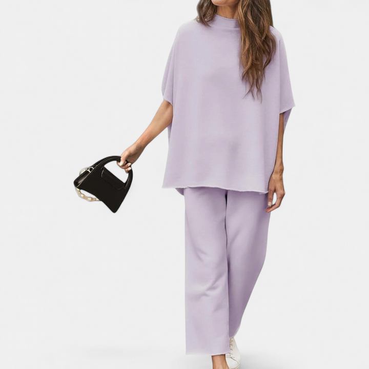 Women's Wide Leg Two Piece Loungewear Set, Draped Oversized