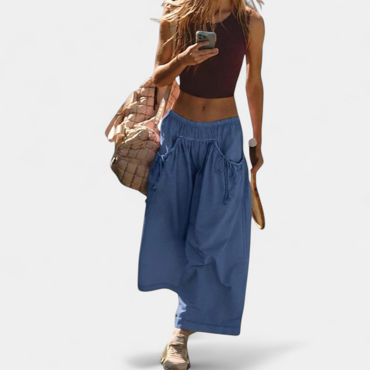 Women's Maxi Skirt, Elastic Waistband Drawstring Waist