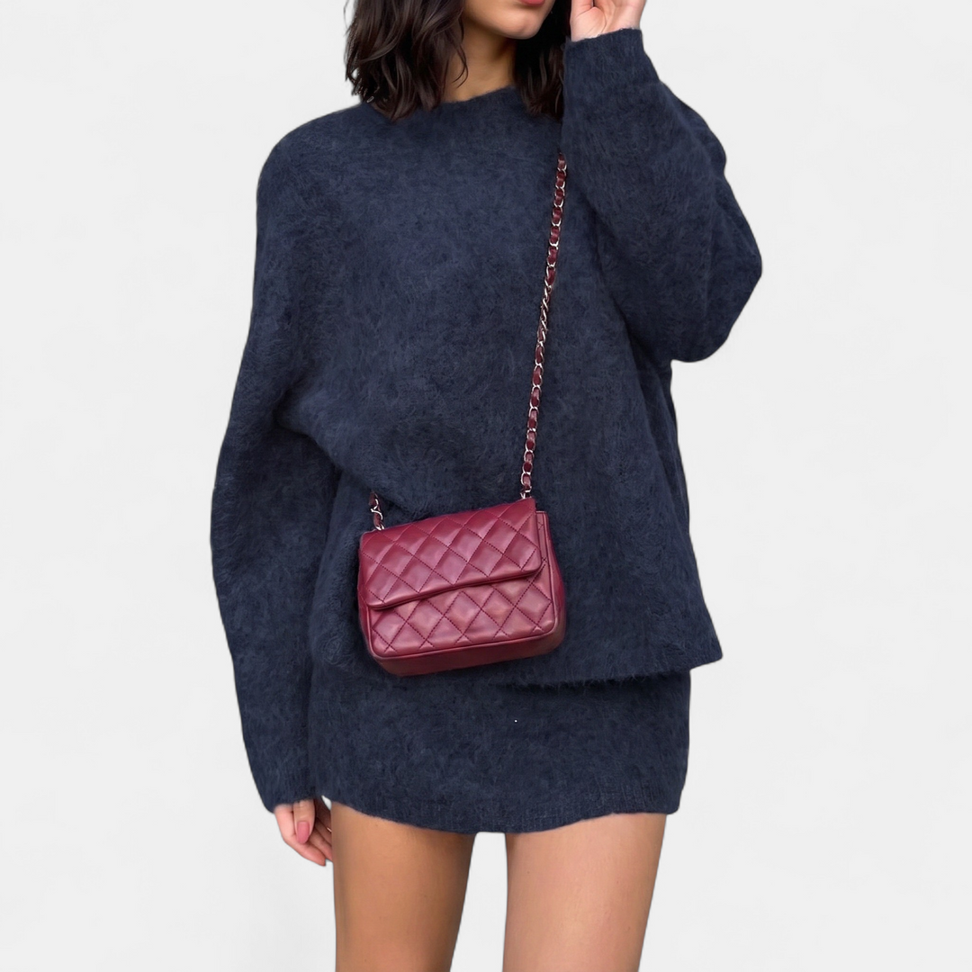 Women's Quilted Crossbody Bag, Compact Structured Chain Strap