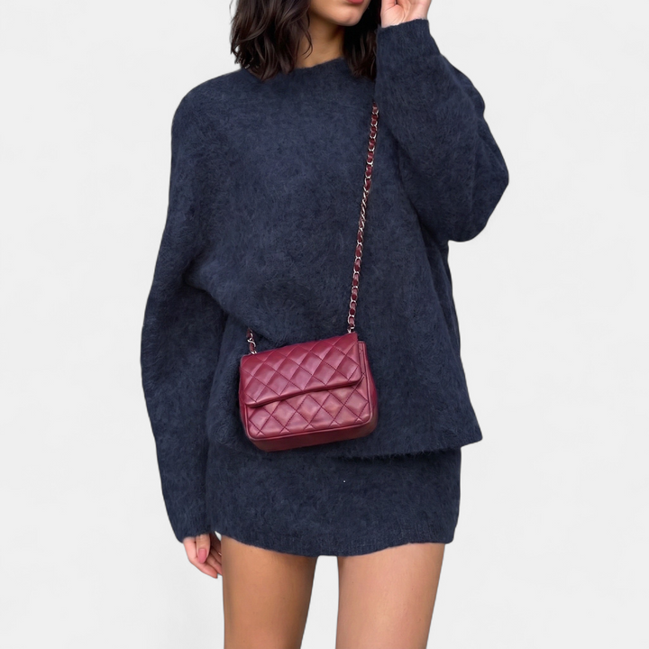 Women's Quilted Crossbody Bag, Compact Structured Chain Strap