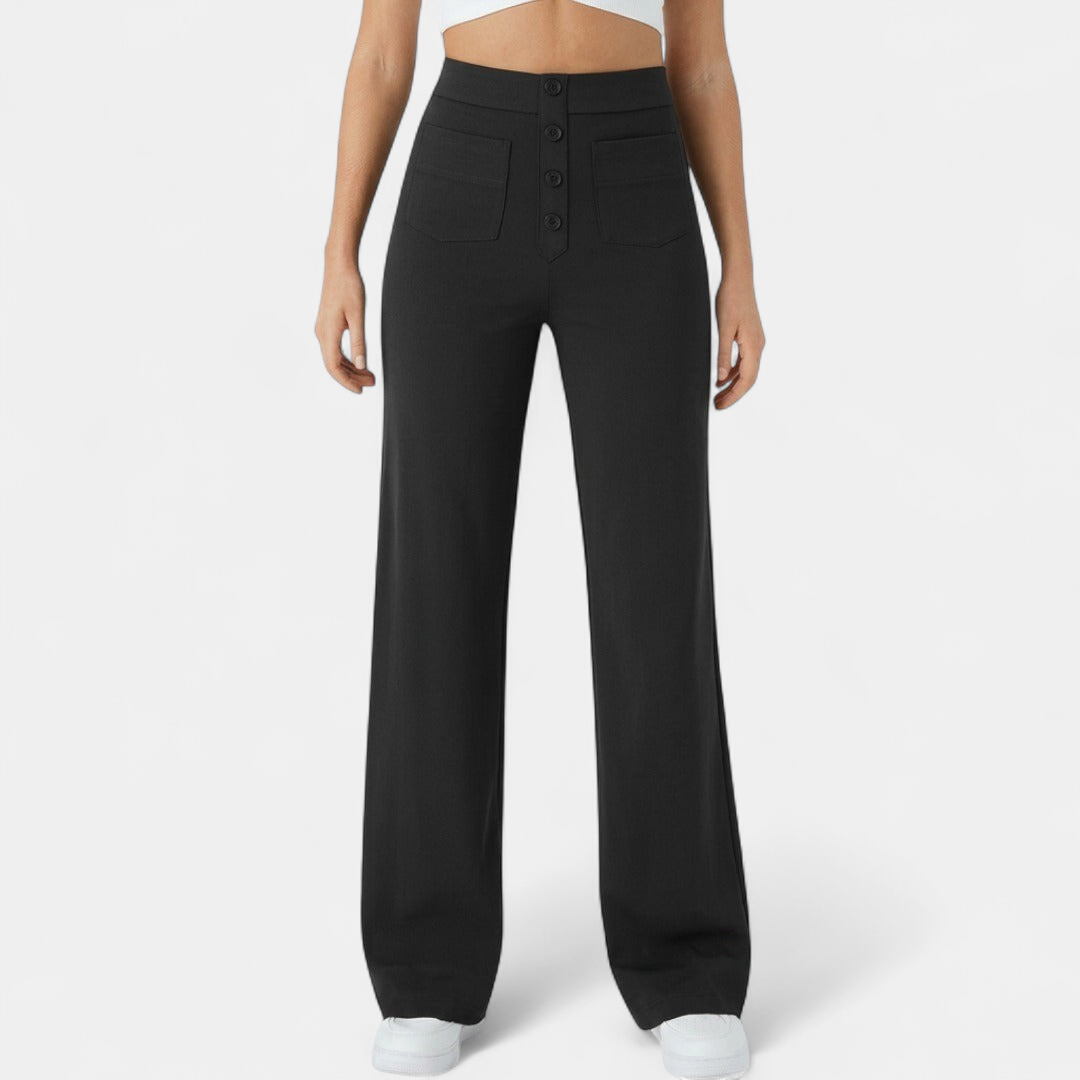 Women's High Waist Wide Leg Trousers, Patch Pocket