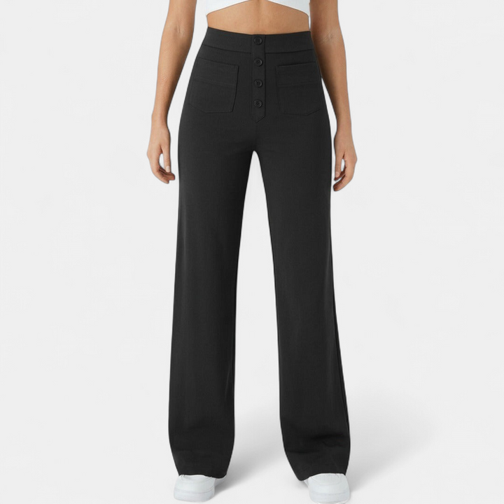 Women's High Waist Wide Leg Trousers, Patch Pocket