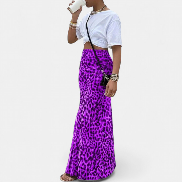 Women's High Waist Animal Print Maxi Skirt, Bodycon