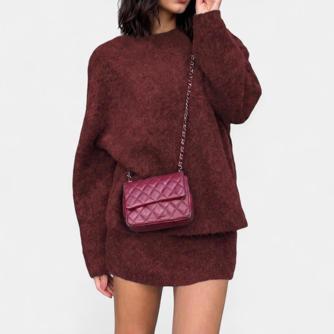 Women's Quilted Crossbody Bag, Compact Structured Chain Strap