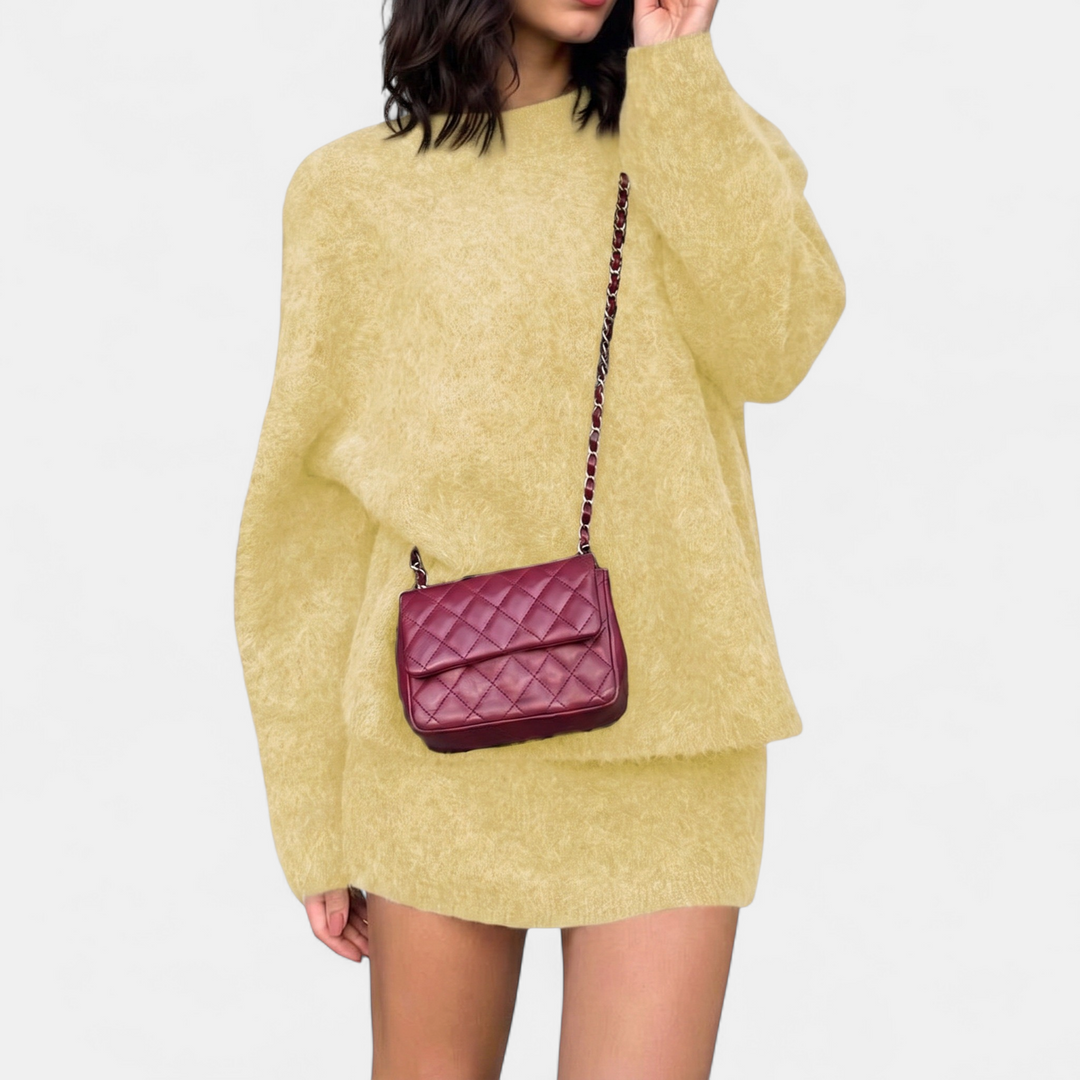Women's Quilted Crossbody Bag, Compact Structured Chain Strap