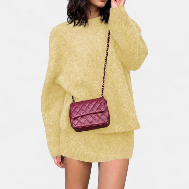 Women's Quilted Crossbody Bag, Compact Structured Chain Strap