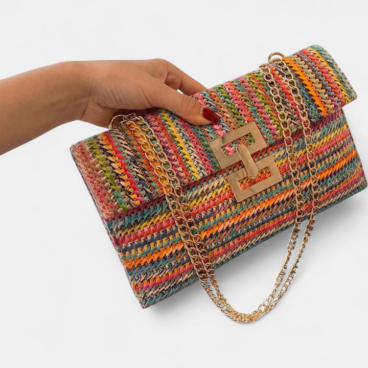 Women's Clutch Bag, Knit Envelope Flap with Chain Strap