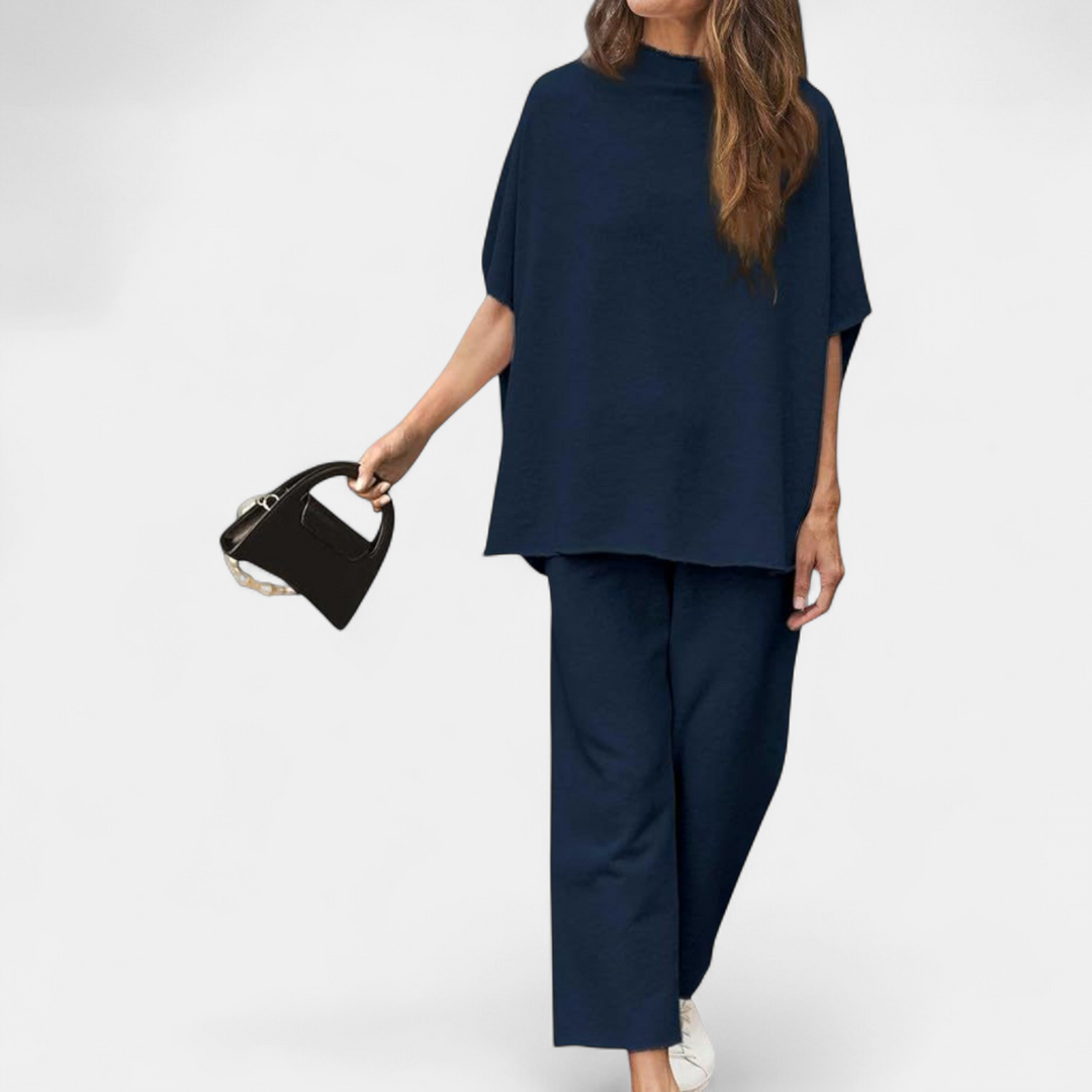 Women's Wide Leg Two Piece Loungewear Set, Draped Oversized