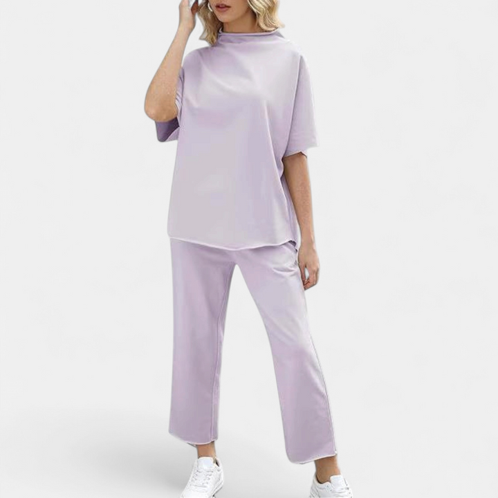 Women's Wide Leg Two Piece Loungewear Set, Draped Oversized