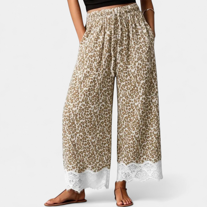 Women's Lace High Waist Wide Leg Trousers, Relaxed