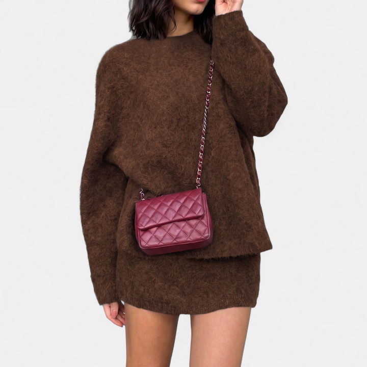 Women's Quilted Crossbody Bag, Compact Structured Chain Strap