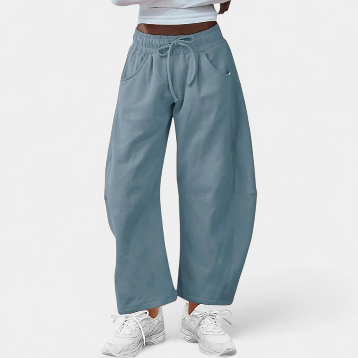 Women's Wide Leg Joggers, Drawstring Heathered Side Pocket