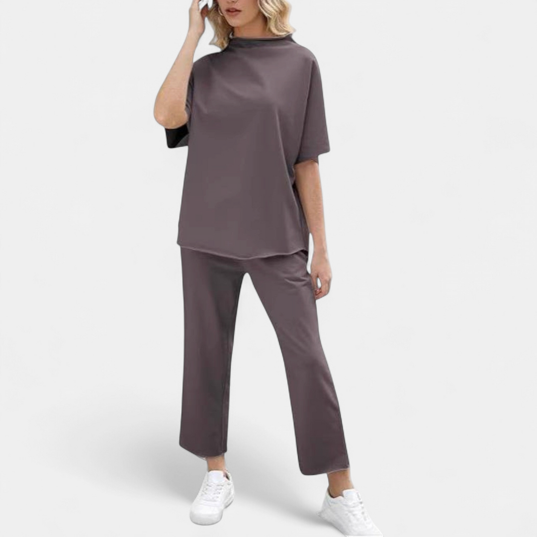 Women's Wide Leg Two Piece Loungewear Set, Draped Oversized