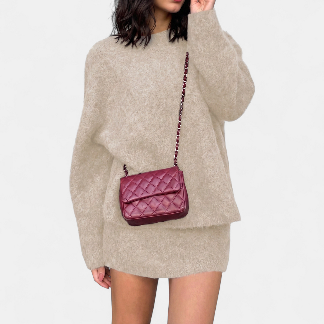 Women's Quilted Crossbody Bag, Compact Structured Chain Strap