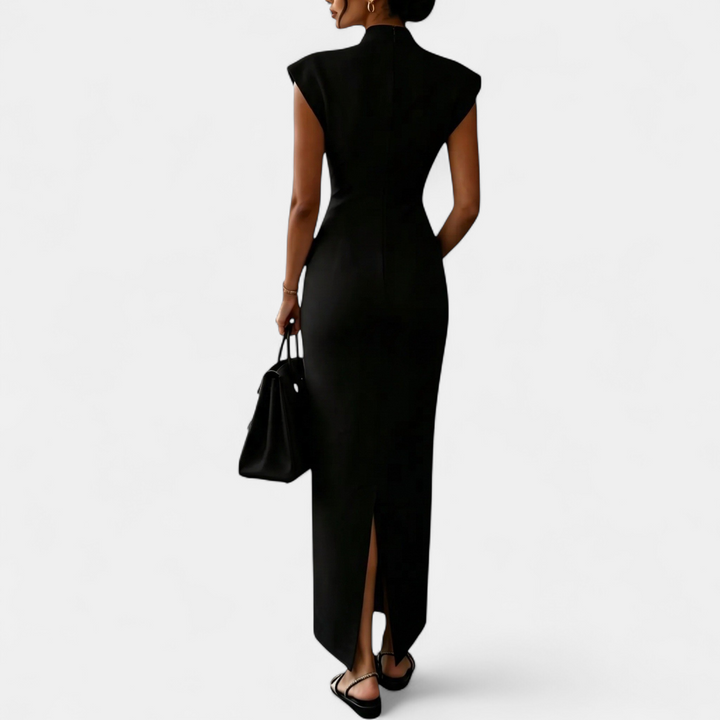 Women's Fitted Bodycon Mini Dress, Sleeveless Stand Collar