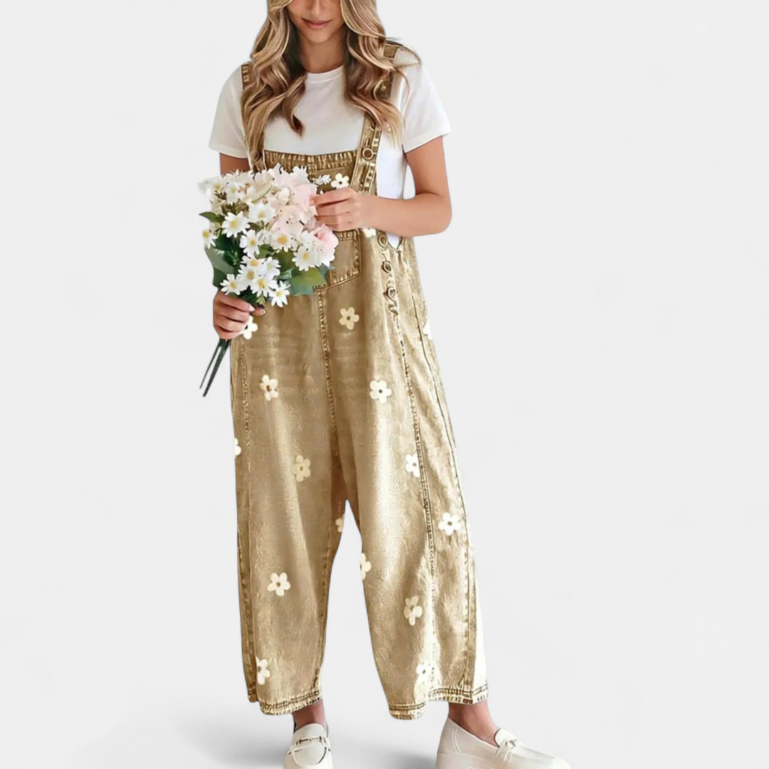 Women's Wide Leg Denim Jumpsuit, Relaxed Bib Front