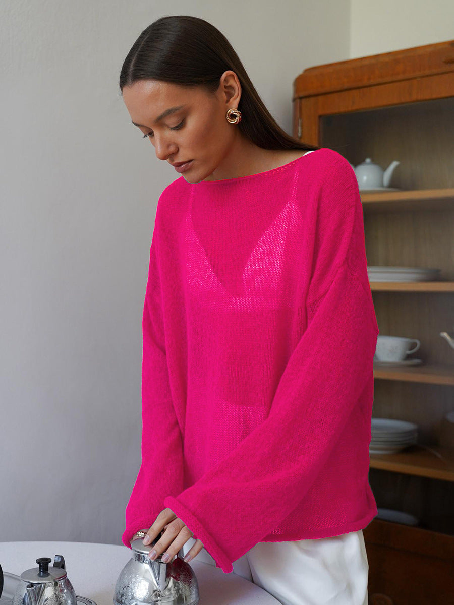 Women's Cropped Mohair Jumper, Oversized Bell Sleeve Knit