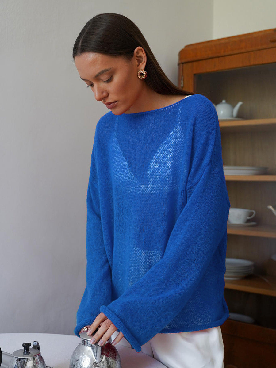 Women's Cropped Mohair Jumper, Oversized Bell Sleeve Knit