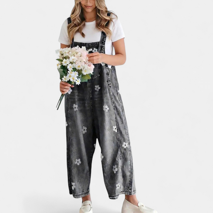 Women's Wide Leg Denim Jumpsuit, Relaxed Bib Front