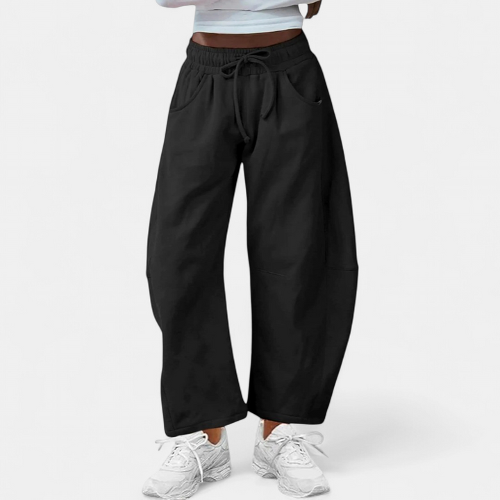 Women's Wide Leg Joggers, Drawstring Heathered Side Pocket