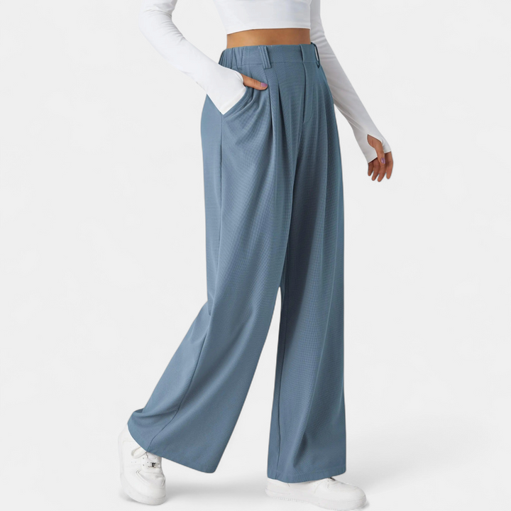 Women's Pleated High Waist Wide Leg Trousers, Side Pocket