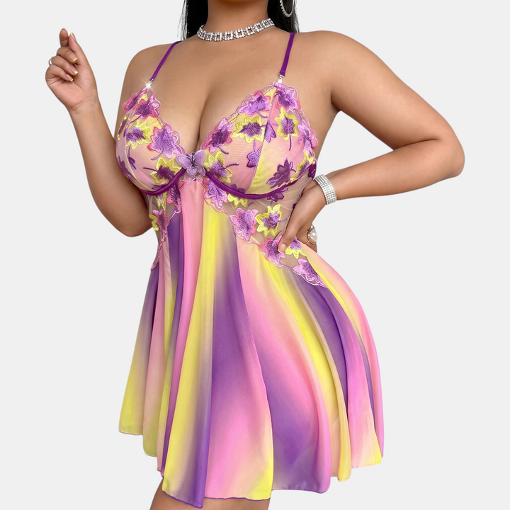 Women's A Line Short Cocktail Dress, Floral Embroidered Bustier