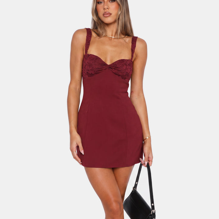 Women's Lace Bust Mini Cocktail Dress, Sweetheart Bodycon